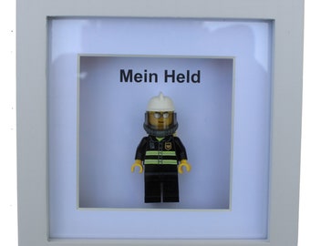 Mein Feuerwehr - Held als Lego - Figur im 3D Minirahmen