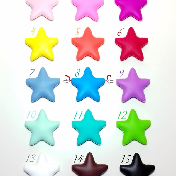 Ø 38 mm en silicone trou Ø 2 mm; rose rose jaune orange rouge bleu violet violet turquoise vert blanc brun noir collier de sucettes mobile