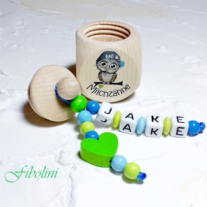 Boîte à dents de lait "WALDEULE". Cartable, coussin de fée des dents, jalons, dent bancale, rentrée scolaire, petit cadeau, premières dents, lettre de fée des dents