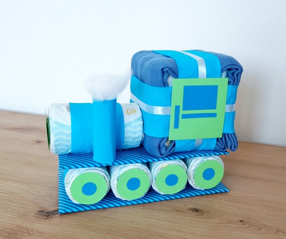 Diaper Train. Boy Blue Green Train Diaper Cake Bag Train Diaper Loco DIY Diaper Backpack Baptism Birth Pregnancy Gift Etsy Canada