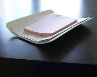 Moderne weiße Briefablage-Schale, für A4/B4 Unterlagen, Design-Ablage, Briefkorb, Schreibtisch-Ablage, Dokumenten-Unterlage, Brief-Halter