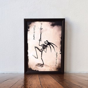 Joker Spielkarte Druck  - Digitaldruck Tusche Illustration Joker Spielkarte  Gothic