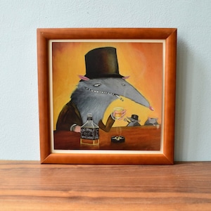Digitaldruck Print  Illustration Ratten Kneipe Whiskey