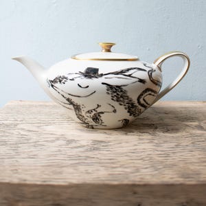 Hand-painted teapot porcelain pot vintage, kitchen decoration tea service image 1