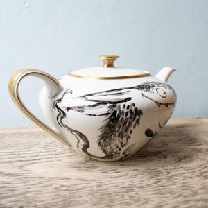 Hand-painted teapot porcelain pot vintage, kitchen decoration tea service image 8