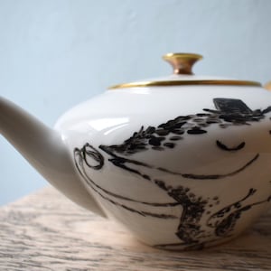 Hand-painted teapot porcelain pot vintage, kitchen decoration tea service image 6