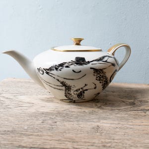 Hand-painted teapot porcelain pot vintage, kitchen decoration tea service image 10