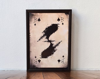 Crow playing card motif jack of spades digital print illustration print 15 cm x 20 cm