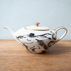 Hand-painted teapot porcelain pot vintage, kitchen decoration tea service image 3