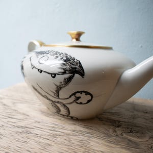 Hand-painted teapot porcelain pot vintage, kitchen decoration tea service image 5