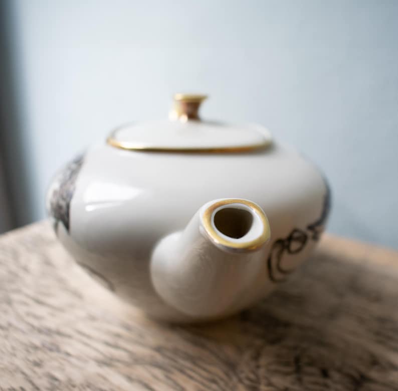 Hand-painted teapot porcelain pot vintage, kitchen decoration tea service image 2