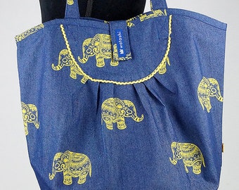 XXL shopping bag shopper beach bag tote bag cake bag jeans elephants