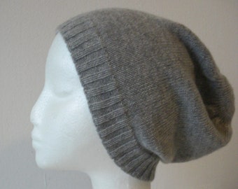 Beanie mit Rippenrand aus feinstem Cashmere, 18 Farben, gestrickt, Mütze, Strickmütze, Wollmütze