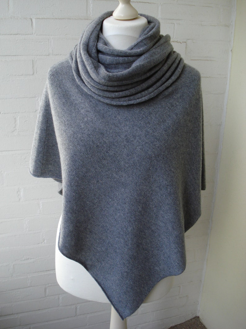 Petit poncho 100% cachemire, 20 couleurs, tricoté, cape, jeté, chauffe-épaules, chauffant, image 3