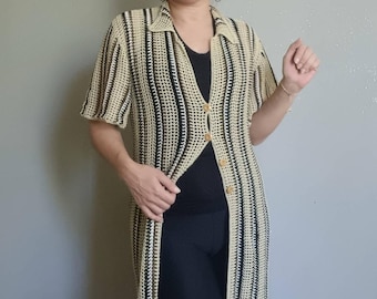 Handmade Crochet Duster Cardigan – Boho Open Knit, Women's Layering Piece
