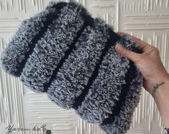 Fluffy Fur Dumpling Bag – Handmade Crochet Cloud Clutch