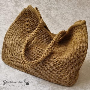 Bolso de playa de crochet hecho a mano: bolso bandolera de rafia, bolso tote tejido