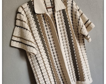 Handgemaakt gehaakt katoenen shirt: bohogebreide zomertop, custom-fit