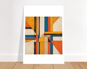 Vibrant 70s Abstract Art Print - AI Generated Fine Art Poster with White Border - Eco-Friendly Decor