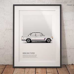 Vintage BMW 2002 Turbo Art Poster Print, High-Quality Vintage Car Art, Perfect Unique Gift for Car Lover