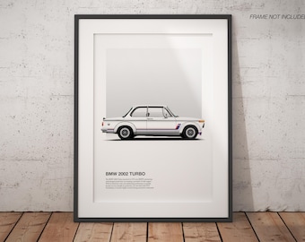 Vintage BMW 2002 Turbo Art Poster Print, High-Quality Vintage Car Art, Perfect Unique Gift for Car Lover