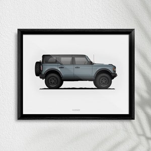 New Model Bronco 4 Door Art Poster Print, High-Quality Car Art, Perfect Gift for Any Car Lover