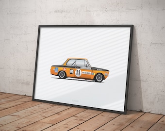 Vintage BMW 2002 Alpina Race Car Art Poster Print, High-Quality Classic Car Art, Perfect Gift for Any Car Lover