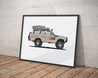 Classic Toyota Land Cruiser FJ60 Overland Art Poster Print, High-Quality Vintage Car Art, Perfect Unique Gift for Car Lover