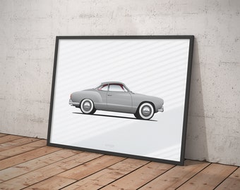 Vintage Ghia Art Poster Print, High-Quality Vintage Car Art, Perfect Gift for Any Car Lover