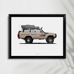 Classic Toyota Land Cruiser FJ60 Overland Art Poster Print, High-Quality Vintage Car Art, Perfect Unique Gift for Car Lover
