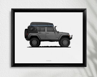 Wrangler Overland Off Road Art Poster Print, High-Quality Car Art, Perfect Unique Gift for Car Lover