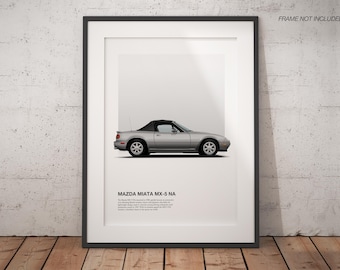 Mazda MX-5 Miata Convertible Sports Car Poster Print.  Perfect Gift for Car Lovers