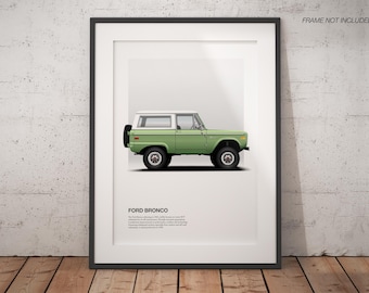 Classic Green Bronco Poster Print, High-Quality Vintage Car Art, Perfect Unique Gift for Car Lover