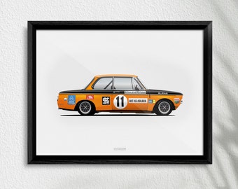 Vintage BMW 2002 Alpina Race Car Art Poster Print, High-Quality Classic Car Art, Perfect Gift for Any Car Lover