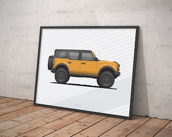 NEW Bronco 4 Door Print, High-Quality Car Poster, Perfect Gift for Any Car Lover