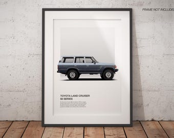 Classic Toyota Land Cruiser FJ62 Art Poster Print, High-Quality Vintage Car Art, Perfect Unique Gift for Car Lover