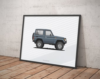 Classic Toyota Land Cruiser Art Poster Print, FJ 70 Series 2 Door, High-Quality Classic Car Art, Perfect Gift for Any Car Lover