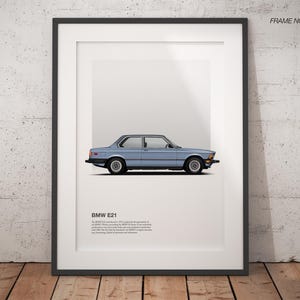 Vintage BMW E21 Art Poster Print, High-Quality Vintage Car Art, Perfect Unique Gift for Car Lover