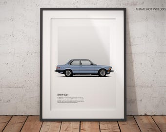 Vintage BMW E21 Art Poster Print, High-Quality Vintage Car Art, Perfect Unique Gift for Car Lover
