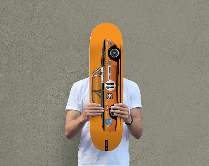 Featured listing image: Iconic Classic BMW Model 2002 Alpina Racer Skateboard Wall Art, High-Quality Vintage Car Art, Perfect Gift for Any Car Lover