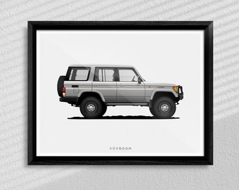 Classic Toyota Land Cruiser Art Poster Print, FJ 70 Series 4 Door, High-Quality Classic Car Art, Perfect Gift for Any Car Lover