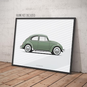 Vintage Beetle Print, Classic Bug Poster, High-Quality Vintage Car Art, Perfect Gift for Any Car Lover