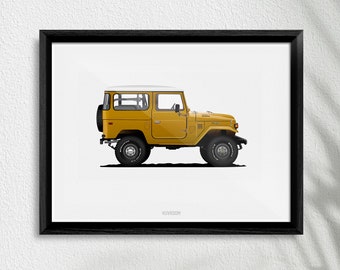 Classic Toyota FJ40 Art Poster Print, High-Quality Vintage Car Art, Perfect Unique Gift for Car Lover