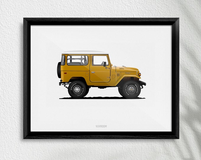 Featured listing image: Classic Toyota FJ40 Art Poster Print, High-Quality Vintage Car Art, Perfect Unique Gift for Car Lover