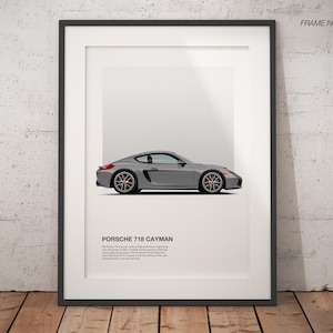 Original High-Quality Porsche Cayman Illustration - Automotive Art Print - Porsche Poster - Wall Art for Car Lovers & Enthusiasts