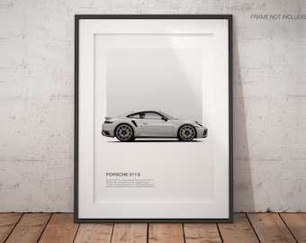 High-Quality Porsche 911S Illustration - Automotive Art Print - Original Wall Art for Car Lovers & Enthusiasts