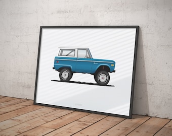 Blue Bronco Print