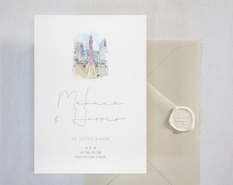 Lugar parcial Acuarela / Acuarela personalizada pintada a mano Lugar de boda Guardar la fecha