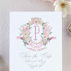 Venue Custom Watercolor Crest Save The Date