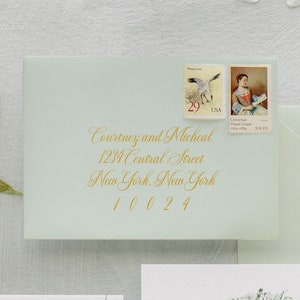 Tulip Blanche Envelope Addressing in Gold Metallic Ink | Digital Printed Envelope Addressing